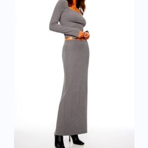 Dynamite Brushed Gray felt Long Maxi Skirt